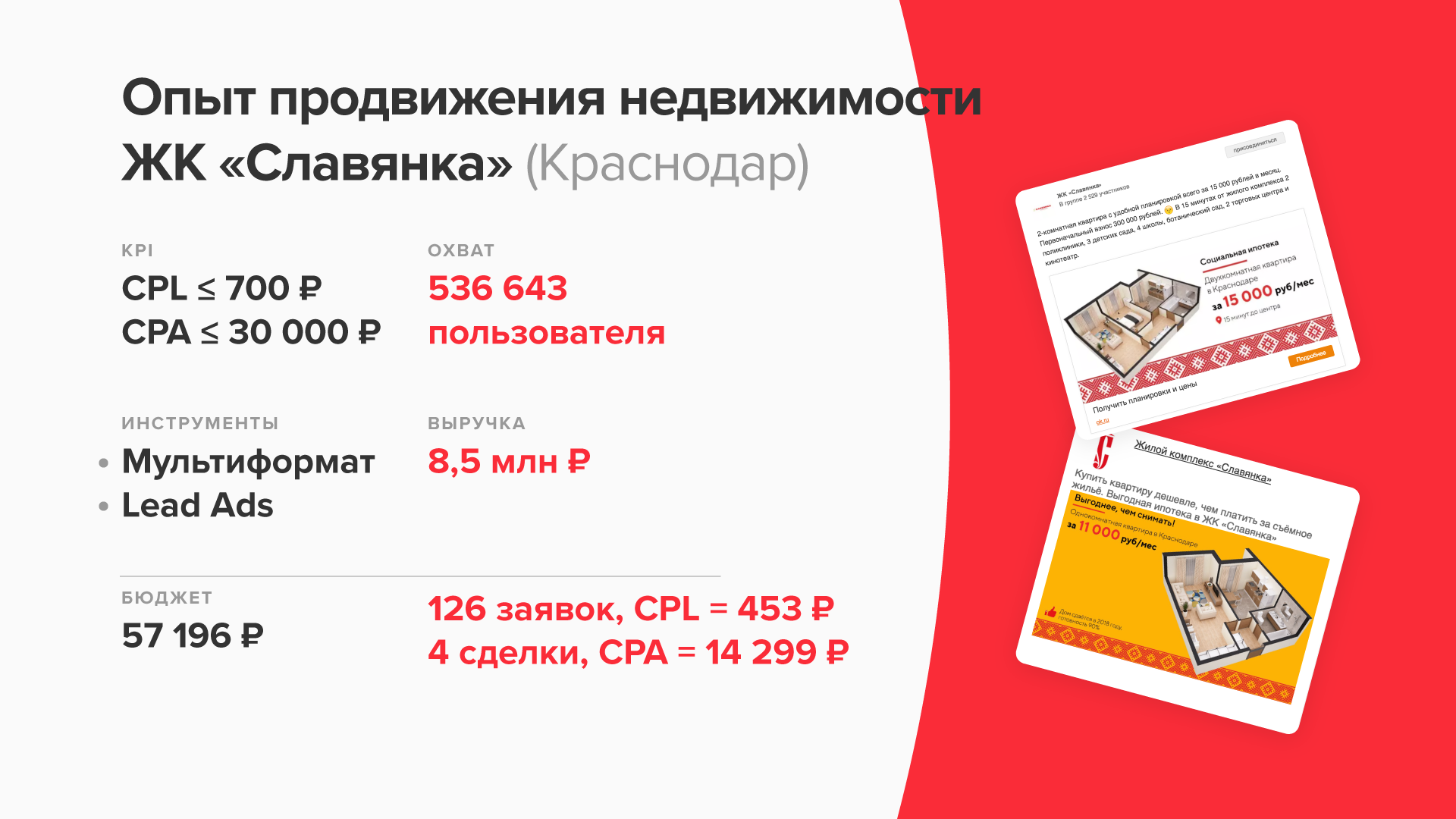 Как застройщик из Краснодара заработал 8,5 млн рублей на продаже квартир в  соцсетях — Пример успешной рекламной кампании в myTarget